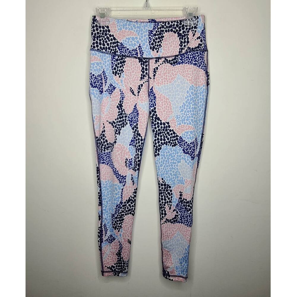 Crown & Ivy pink blue abstract design athletic leggings - small